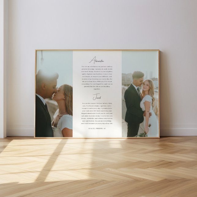 Poster Modern Wedding Vows Minimalistic Script 2-Photo (Créateur téléchargé)