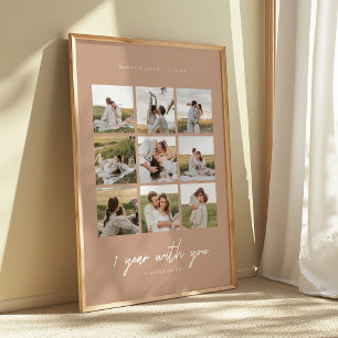 Poster Moderne 1ère Célébration de Mariage Beige 9-Photos