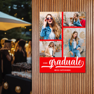 Poster Moderne 4 photos sur Red Graduation