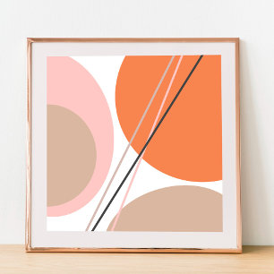 Poster Moderne Abstrait Geo Pastel Orange Rose Beige