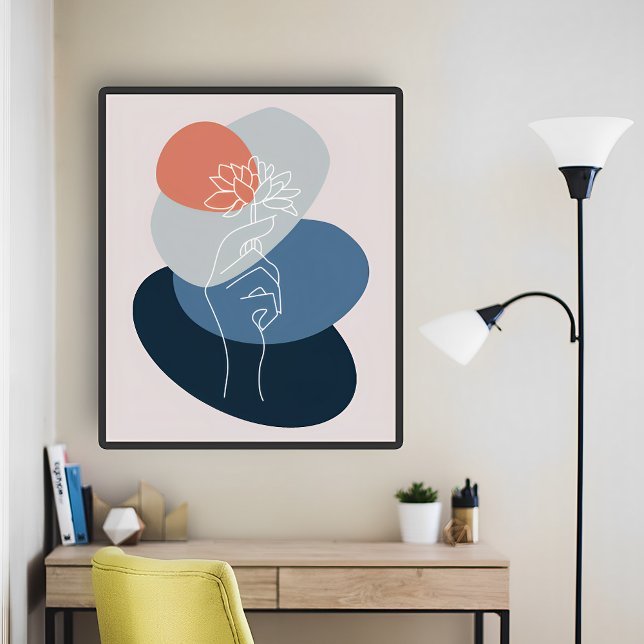 Poster Moderne Abstrait minimaliste Holding Flower Boho A (Créateur téléchargé)