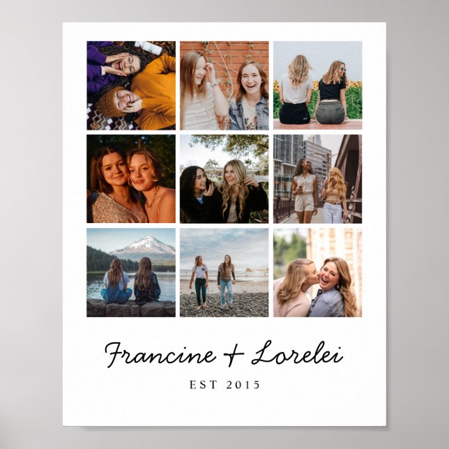 Poster Moderne Best Friends Besties Chic Photo Collage (Devant)