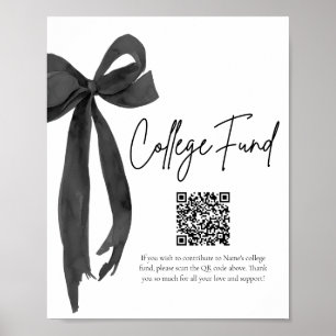 Poster Moderne Black Bow QR Code College Fonds Graduation