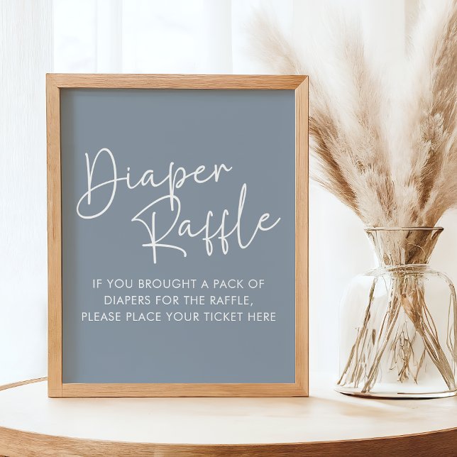 Poster Moderne Bleu Oh Bébé Simple Bébé Déchets Raffle (Créateur téléchargé)