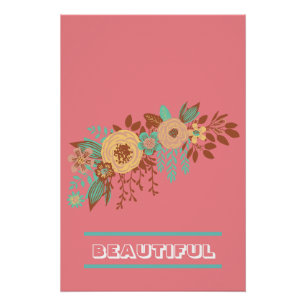 Poster  Moderne Boho Floral Rose 