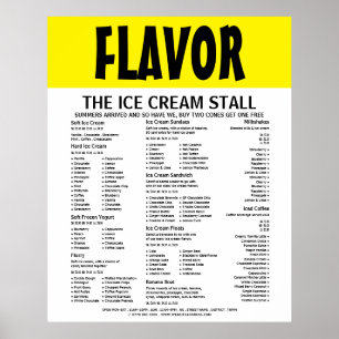 Poster Moderne Bold, Ice Cream Parlor Menu