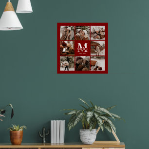 Poster Moderne Chic Bourgogne Famille Photo Collage Garde