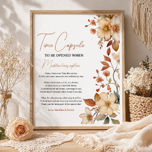 Poster Moderne Chic Fleur Sauvage 1er Anniversaire Fille