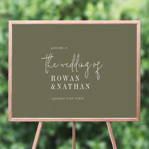 Poster Moderne Chic Vert olive Mariage Printable Bienvenu