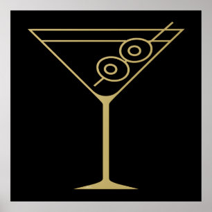 Poster Moderne de milieu de siècle Or 2 Martini olive
