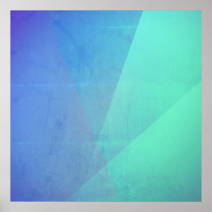 Poster Moderne dégradé géométrique bleu aqua et turquoise