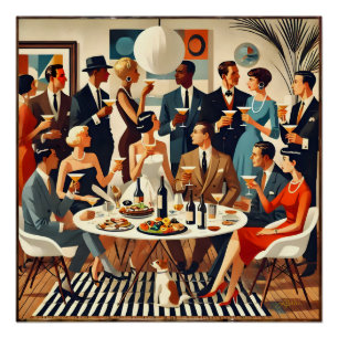 Poster Moderne Du Milieu Du Siècle Le Martini Intellectue