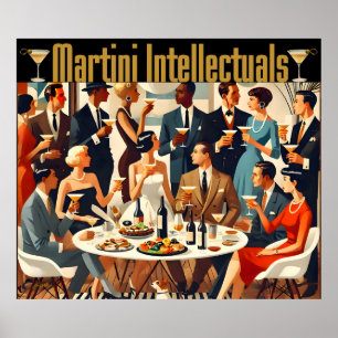 Poster Moderne du Milieu du Siècle Les Intellectuels Mart