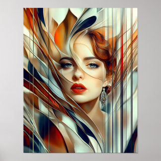 Poster Moderne élégant Arc-en-ciel Abstraite belle femme