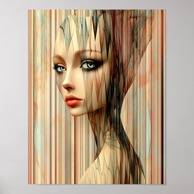 Poster Moderne élégant Arc-en-ciel Abstraite belle femme (Devant)