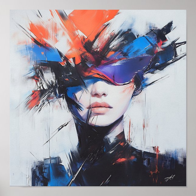 Poster Moderne élégant Arc-en-ciel Abstraite belle femme (Devant)