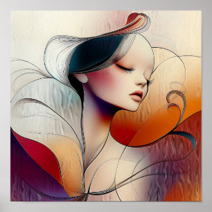 Poster Moderne élégant Arc-en-ciel Abstraite belle femme