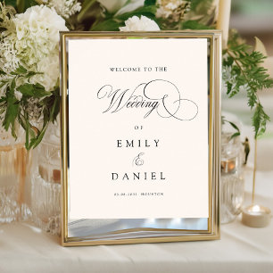 Poster Moderne, élégant, écriture manuscrite, mariage
