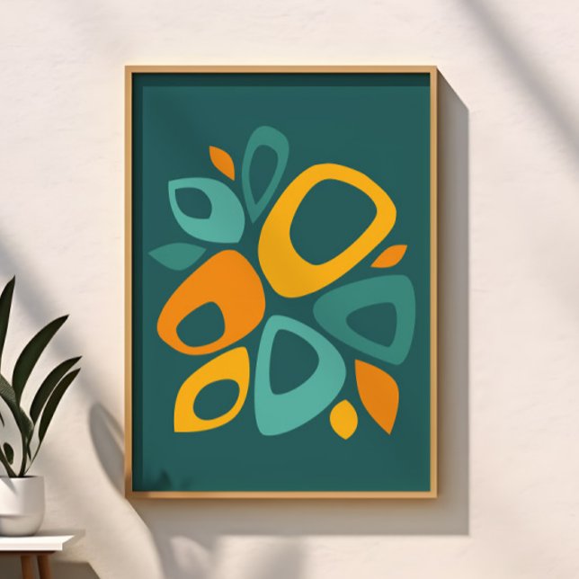 Poster Moderne et élégant Turquoise Marigold Mustard Abst (Créateur téléchargé)