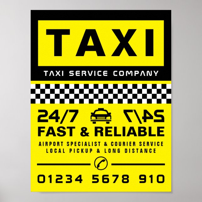 Poster Moderne et tendance, Taxi Cabine firme publicité (Devant)