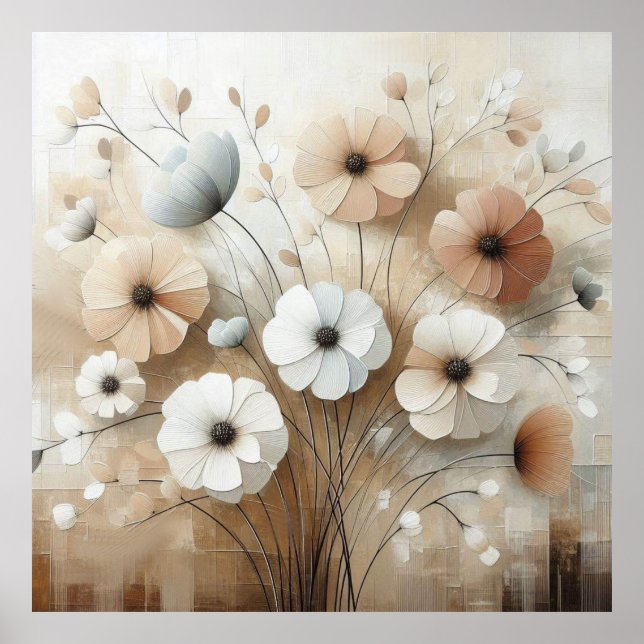 Poster moderne Fleurs Beiges 25 (Devant)