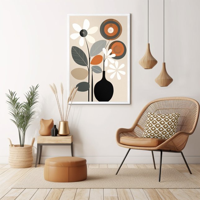 Poster Moderne Florale Du Milieu Du Siècle (Unleash your inner art enthusiast with Wild on Flowers gallery quality Giclee print artwork poster. )