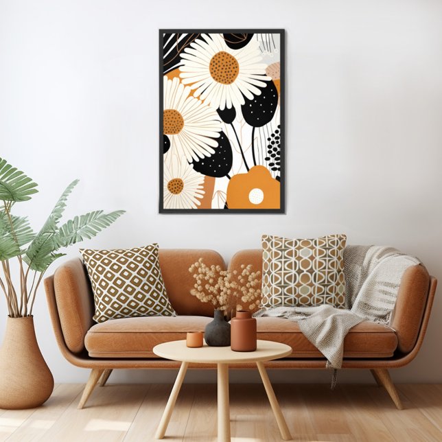 Poster Moderne Florale Du Milieu Du Siècle (Unleash your inner art enthusiast with Wild on Flowers gallery quality Giclee print artwork poster. )