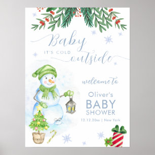 Poster Moderne Froid Extérieur Bonhomme de Neige Baby Sho