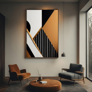 Poster Moderne Géométrique Abstraite Noir et Brun Clair