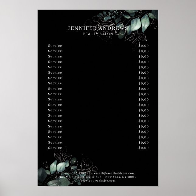 Poster Moderne, Greenery Black (Devant)
