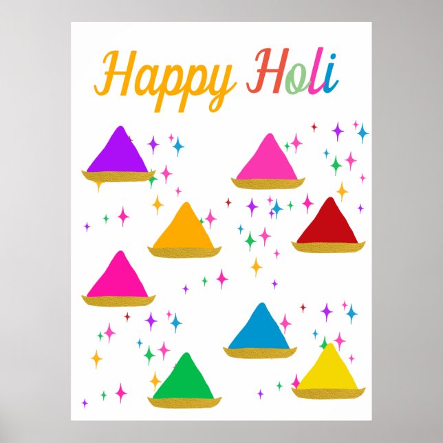 Poster Moderne Happy Holi Festival Hindu Couleurs Design (Devant)