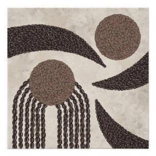 Poster Moderne haricots de café biologiques - Géométriqu