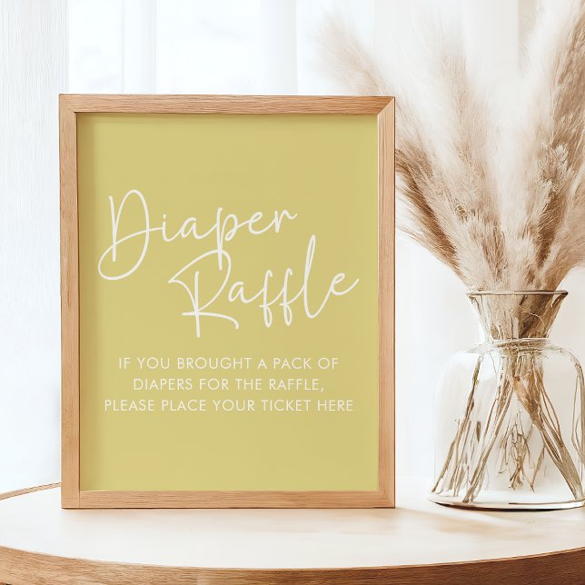 Poster Moderne Jaune Oh Bébé Simple Bébé Déchets Raffle (Créateur téléchargé)