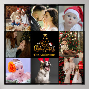 Poster Moderne Joyeux Noël Famille Photo Russe