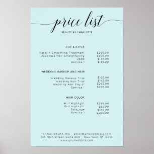 Poster moderne, liste de prix
