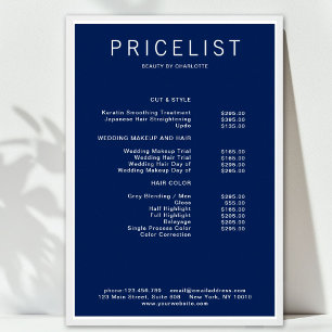 Poster moderne, liste de prix