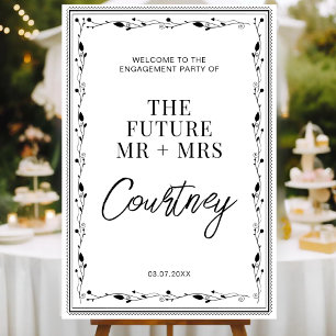 Poster Moderne Mariage Futur Mr Mme Fête de Fiançailles