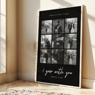 Poster Moderne Mariage Noir 1re Anniversaire 9-Photos