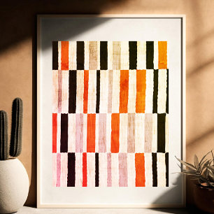 Poster Moderne Mi-Siècle Abstrait Retro Orange Stripes