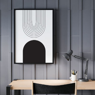 Poster Moderne Minimaliste Abstrait Milieu de Siècle Noir