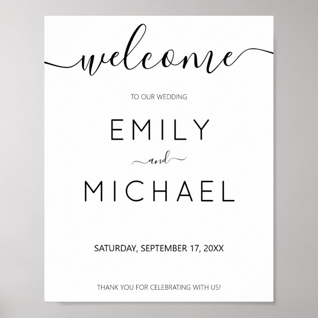 Poster Moderne minimaliste Accueil simple Mariage (Devant)