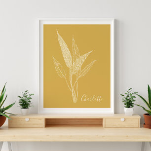 Poster Moderne minimaliste Botanique en Jaune Personnalis