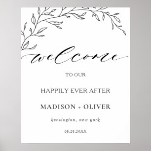 Poster Moderne minimaliste Laurel Branche Mariage Bienven