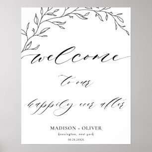 Poster Moderne minimaliste Laurel Branche Mariage Bienven