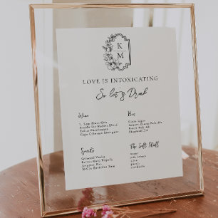 Poster Moderne Minimaliste   Menu de Bar de Mariage