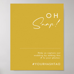Poster Moderne Minimaliste Or Mariage Oh Snap Hashtag