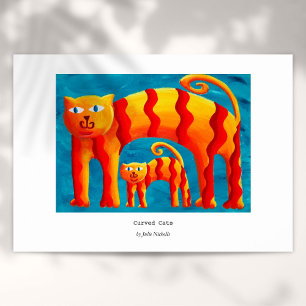 Poster Moderne motif coloré incurvé de chat et de chaton