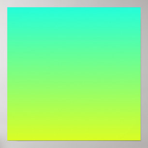 Poster moderne ombre citron jaune citron vert turquoise