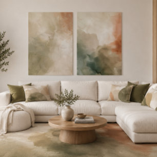 Poster Moderne organique Vert sauge & Terracotte Neutre