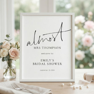 Poster Moderne Presque Mme Bienvenue à la Fête de Mariage